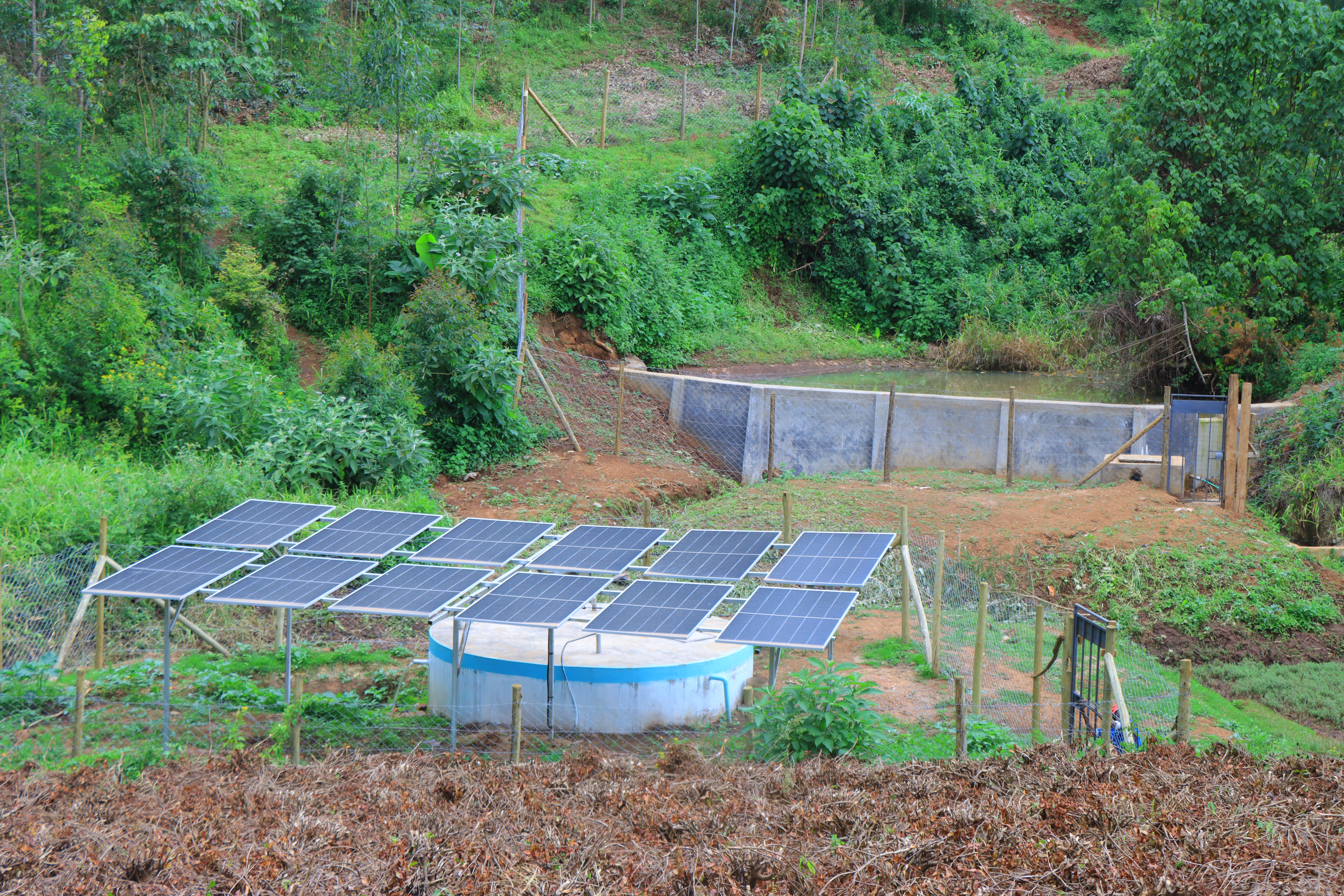 A display of solar panels installed to pump water at Oinab Tibik Spring Water project. IMG/EMMANUEL RONO