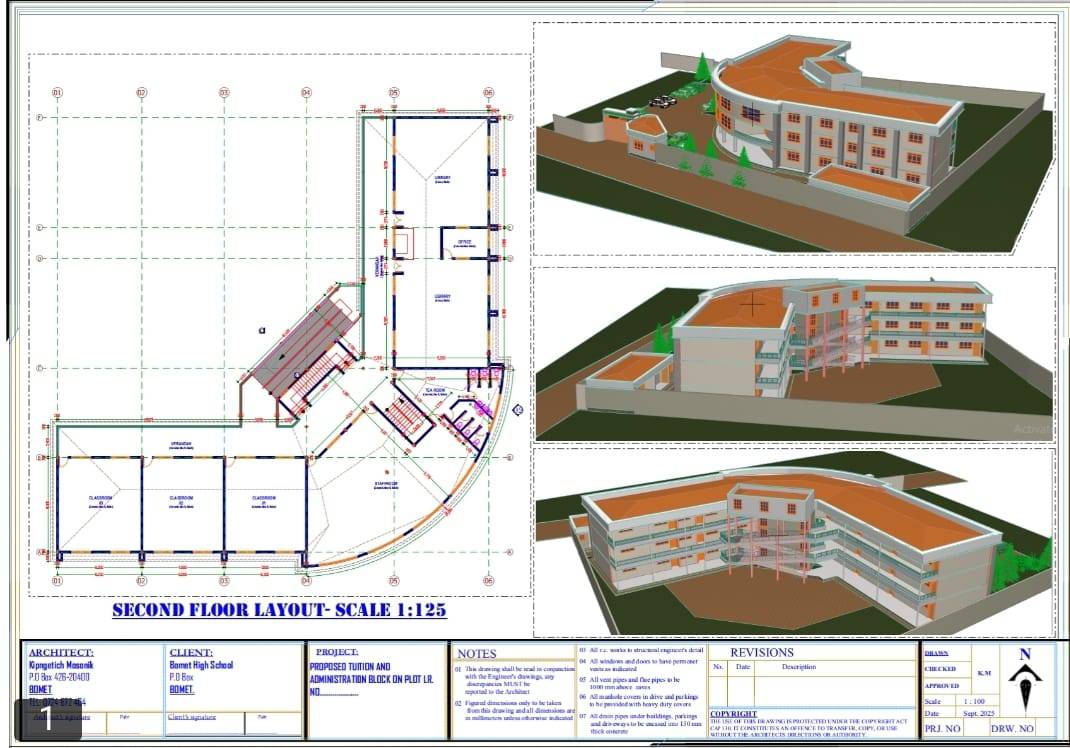 An impression of Bomet High School set to be constructed in Bomet town. Bomet Central MP has hailed the President William Ruto for helping fast track the Sh 50 million institution. Photo/file