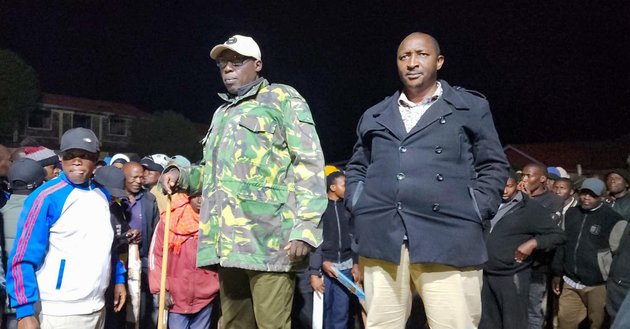 Kapkatet MCA Mr Trump alongside area chief lead members of the public in keeping vigil at Tengecha Boys after students stage a strike on Tuesday Night. Photo/File