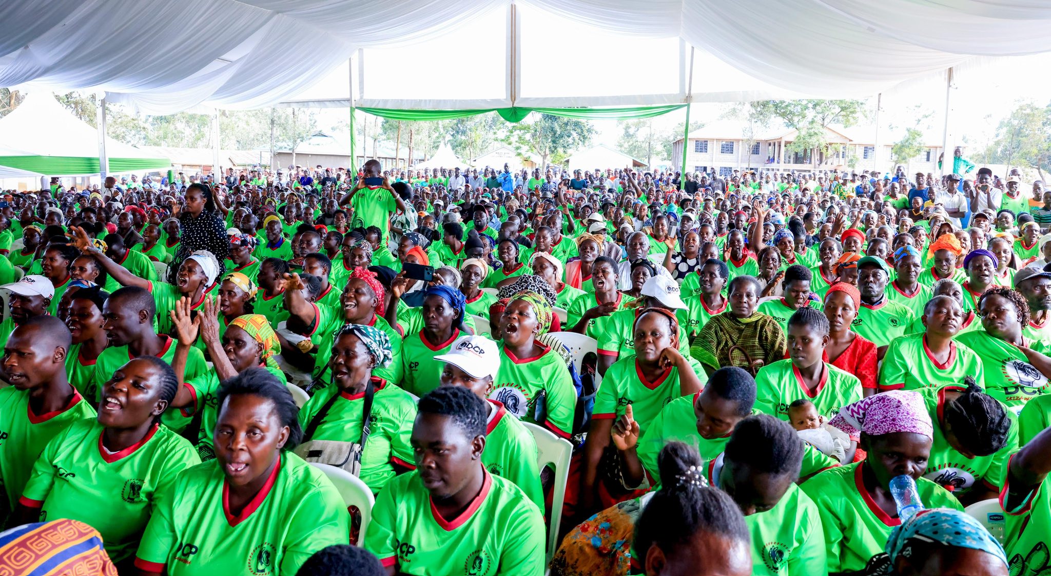 Rigathi Gachagua's DCP party Supporters at a recent event. Opinion polls have ranked the party as third most popular party a head of 2027 election. Photo/file
